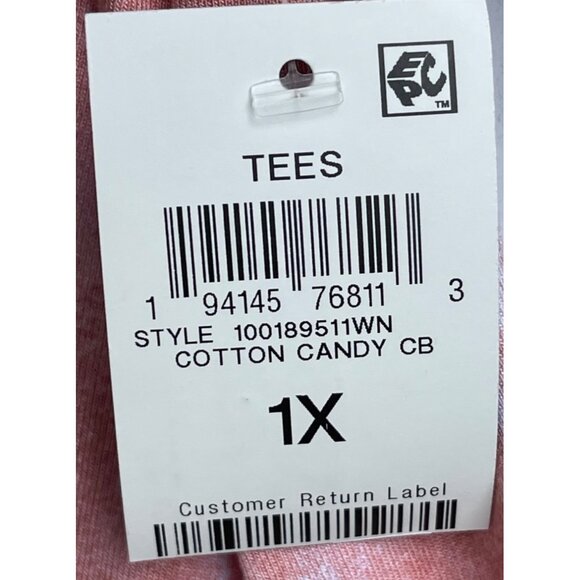 JM Collection 1X Cotton Candy CB Floral Print 3/4 Sleeve Top - Picture 6 of 7